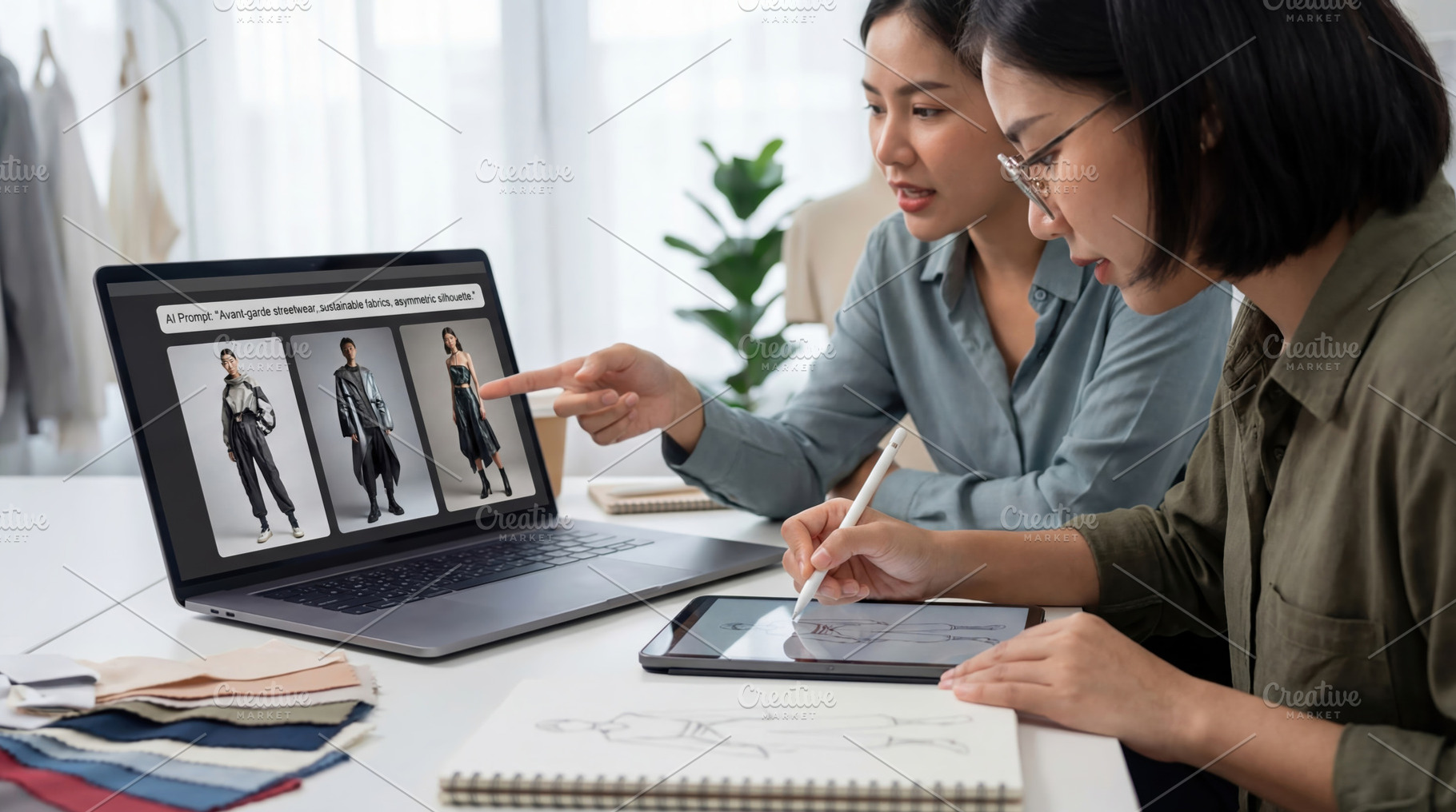 Designers work with generative AI, a Business Photo by Shootdiem