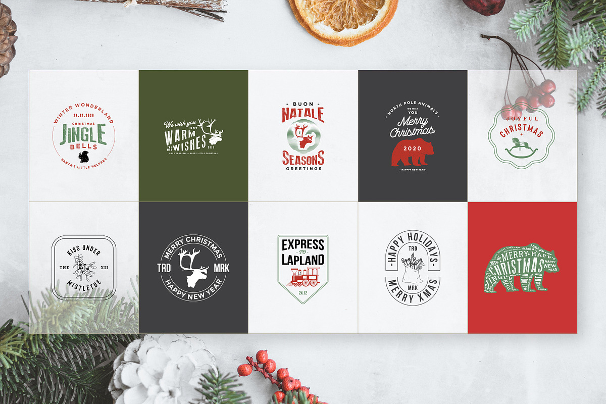 50 Retro Modern Christmas Logos, a Branding & Logo Template by Graphicdome (Photo 7 of 11)