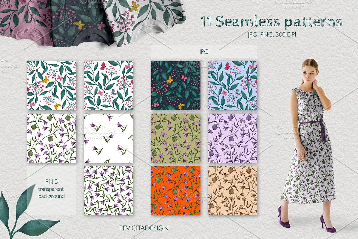 Tiny flowers, butterflies and leaves, a Seasonal Illustration by Peviotadesign (Photo 3 of 8)