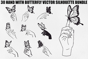 Hand with Butterfly Bundle, an Illustration by Creativeshirt