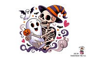 10 Cute Skeleton Hugging Ghost PNG, an Illustration by Clipart Bloom (Thumbnail 3 of 11)