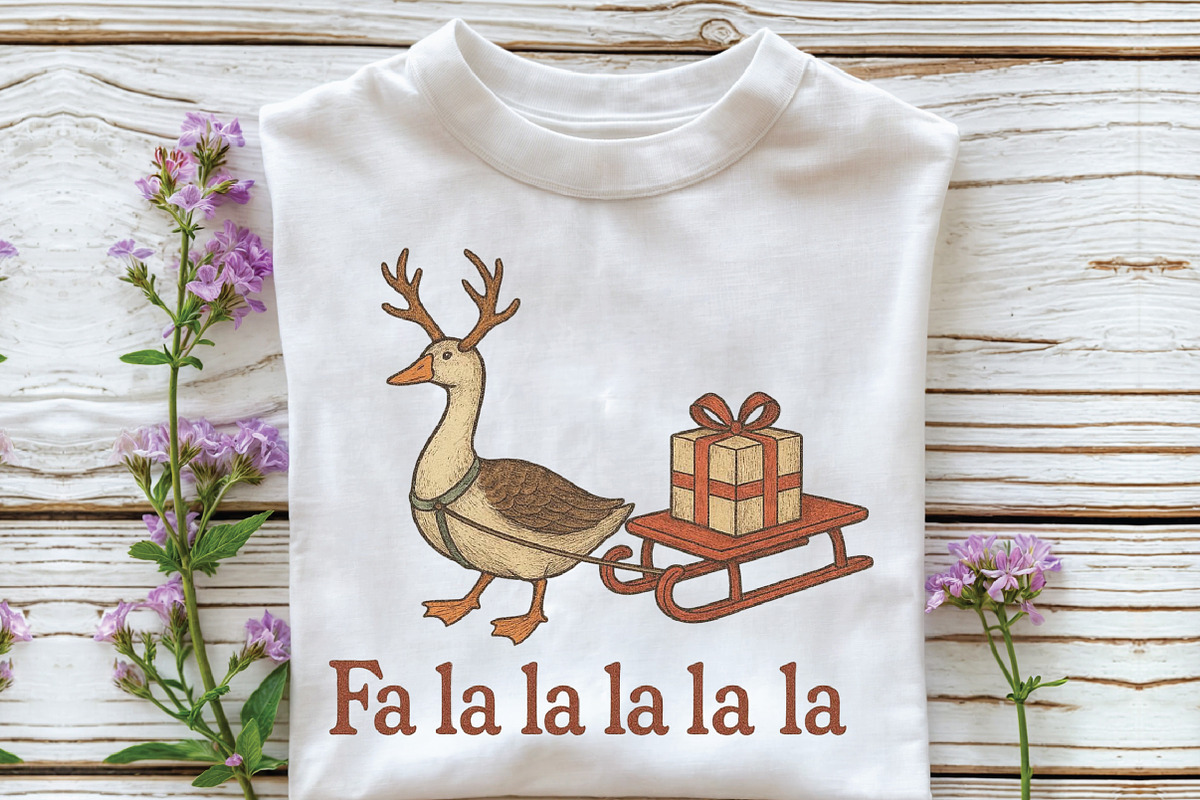 Fa La La Vintage Christmas Goose PNG, an Illustration by CraftArtStudio (Photo 2 of 4)