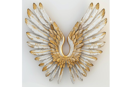 Pair of white and gold angel wings, an Arts & Entertainment Photo by Ylivdesign