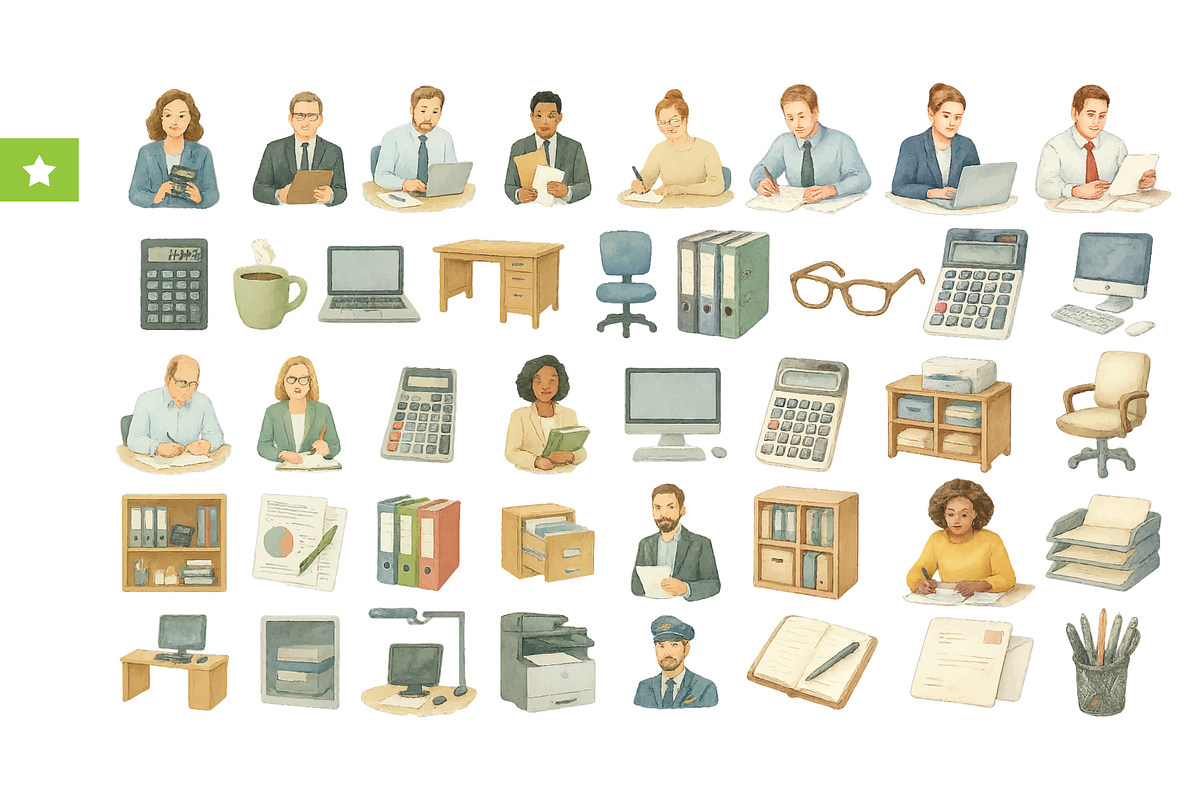 Office Workers and Workplace Items, an Object Graphic by RT Studio (Photo 1 of 4)