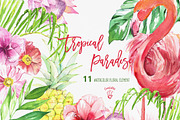 Tropical Clipart -Tropical Paradise, an Illustration by Cacacolors Clipart (Thumbnail 1 of 3)
