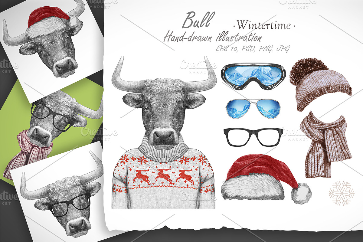 Bull / Wintertime, an Animal Illustration by Victoria_Novak (Photo 1 of 4)