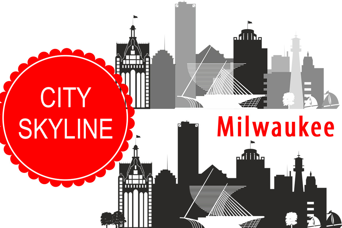 Milwaukee city vector skyline, an Illustration by DimShop