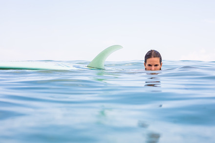 Sexy surfer girl with longboard surf containing beach, surf, and surfing