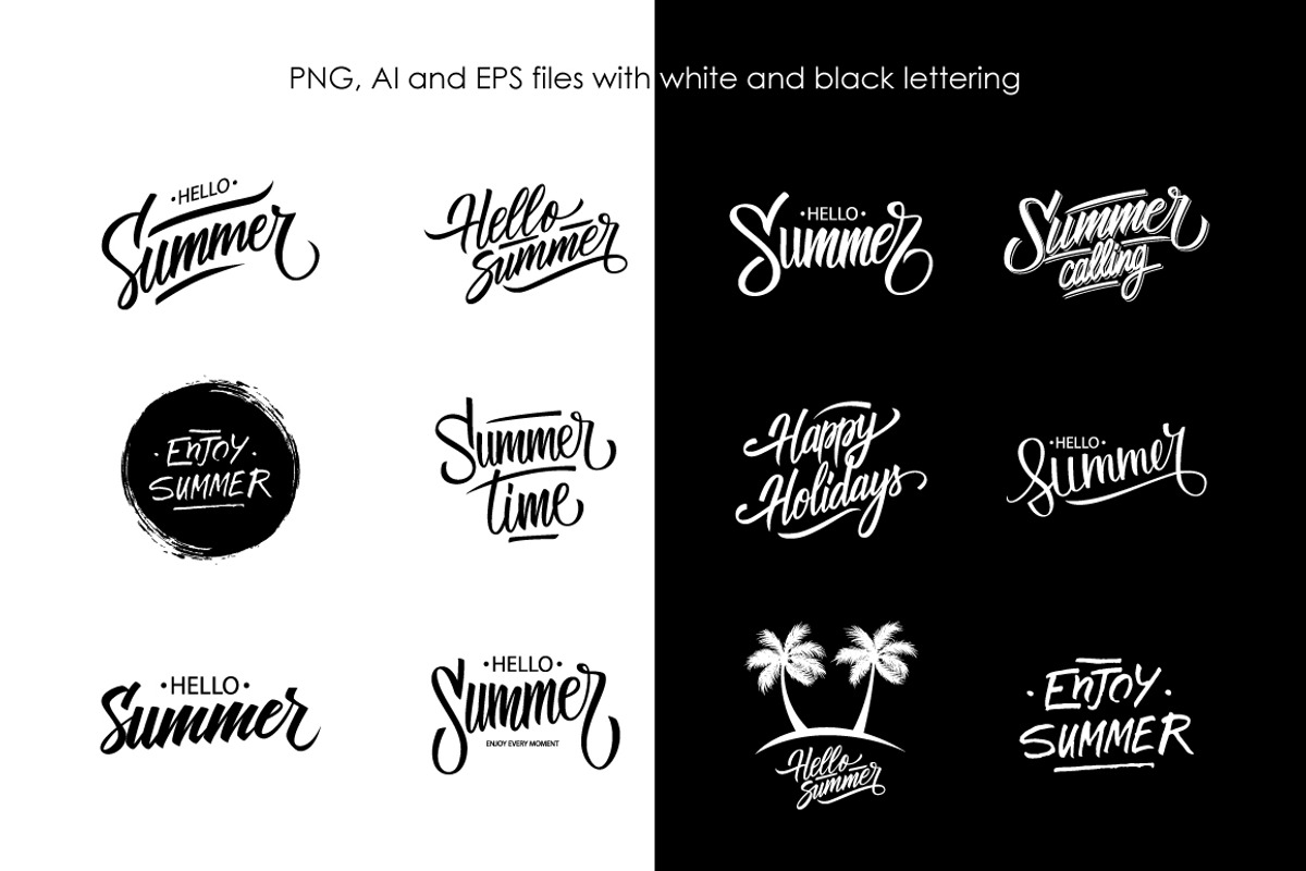 Hello Summer Lettering, a Seasonal Illustration by Finevector (Photo 9 of 9)