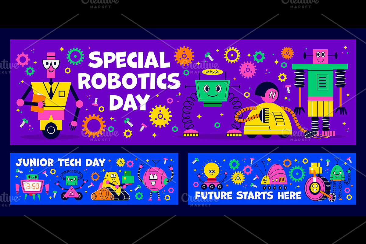 Kids game banners with robots, a Technology Illustration by Buch&Bee (Photo 1 of 3)