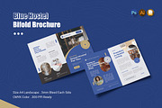 Blue Hostel Bifold Brochure, a Brochure Template by Esensifiksi.studio (Thumbnail 1 of 3)