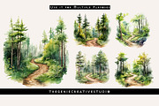 Watercolor Forest Trail PNG Clipart, an Object Illustration by Geniecreativestudio (Thumbnail 6 of 9)