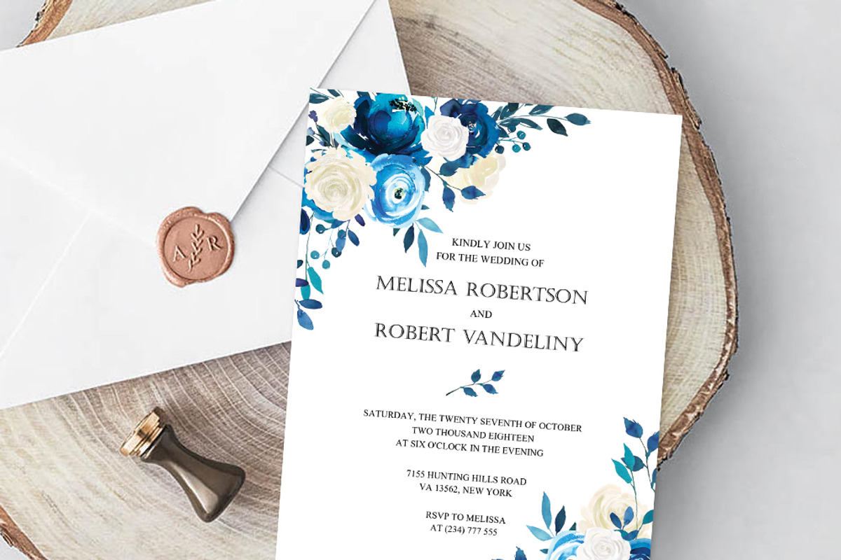 Navy Wedding Invitation Template SET, an Invitation Template by DreamsClipArt (Photo 2 of 3)