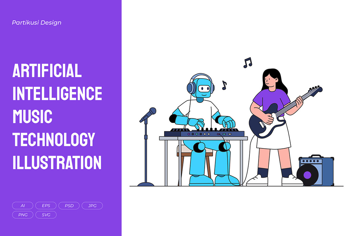 Artificial Intelligence Music, a Technology Illustration by Partikusi Design (Photo 1 of 3)