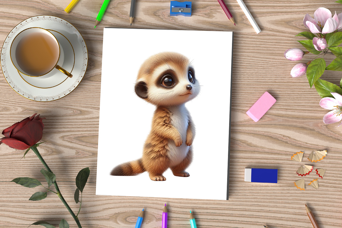 Watercolor Cute Baby Meerkat Clipart, an Illustration by CraftArtStudio (Photo 3 of 5)