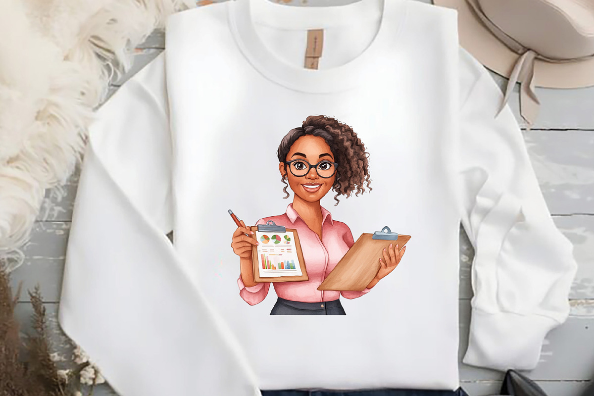 Watercolor Black Lady Boss Clipart, an Illustration by DreamCafeArt (Photo 5 of 5)