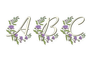 Floral Lavender Alphabet Monogram, an Illustration by Stellalunarts