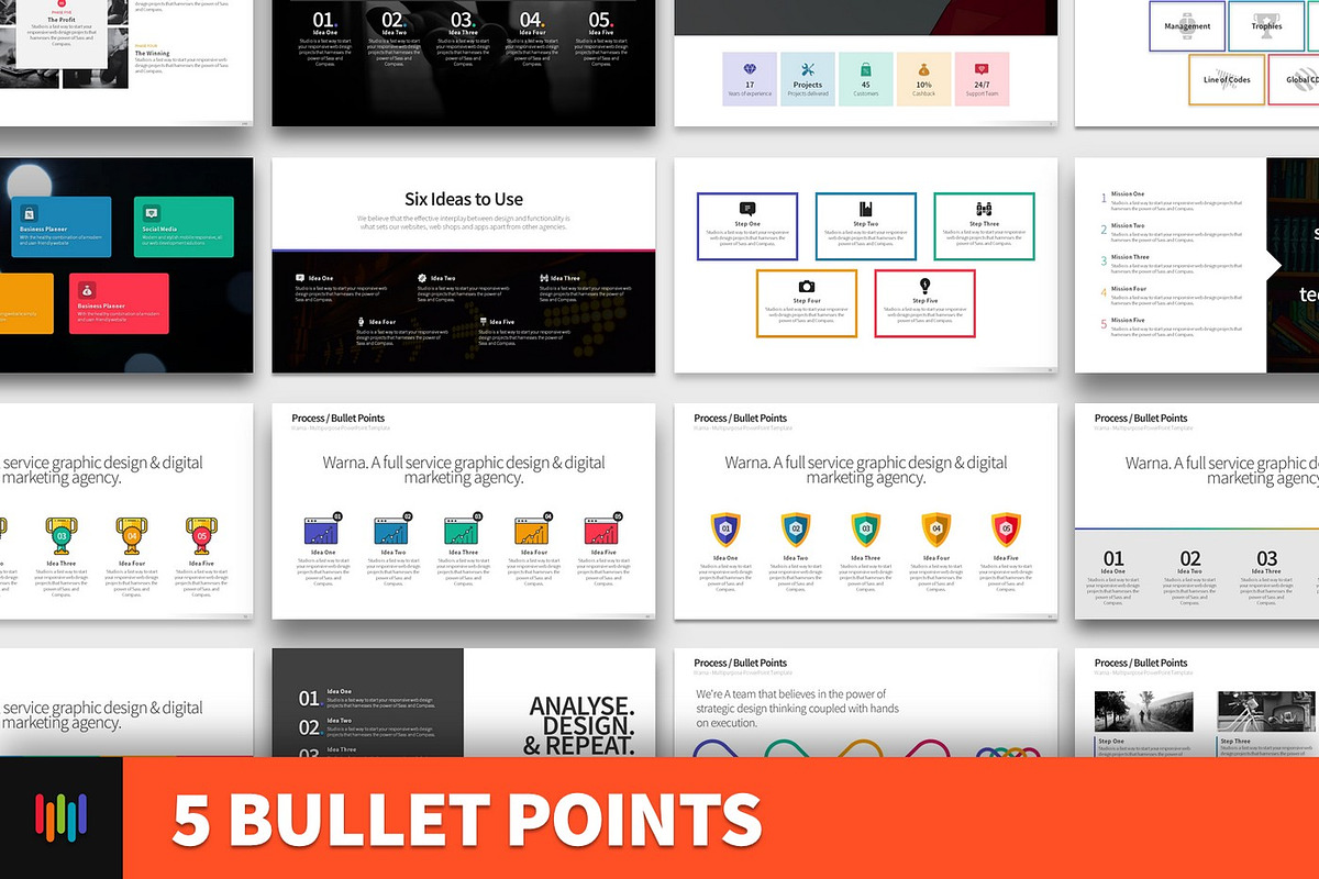 5 Bullet Points PowerPoint Templates, a Presentation Template by Warna Works (Photo 1 of 21)