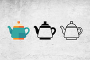 Flat Glyph Outline Teapot Icon Set, an Outline Icon by Artonix (Thumbnail 2 of 2)