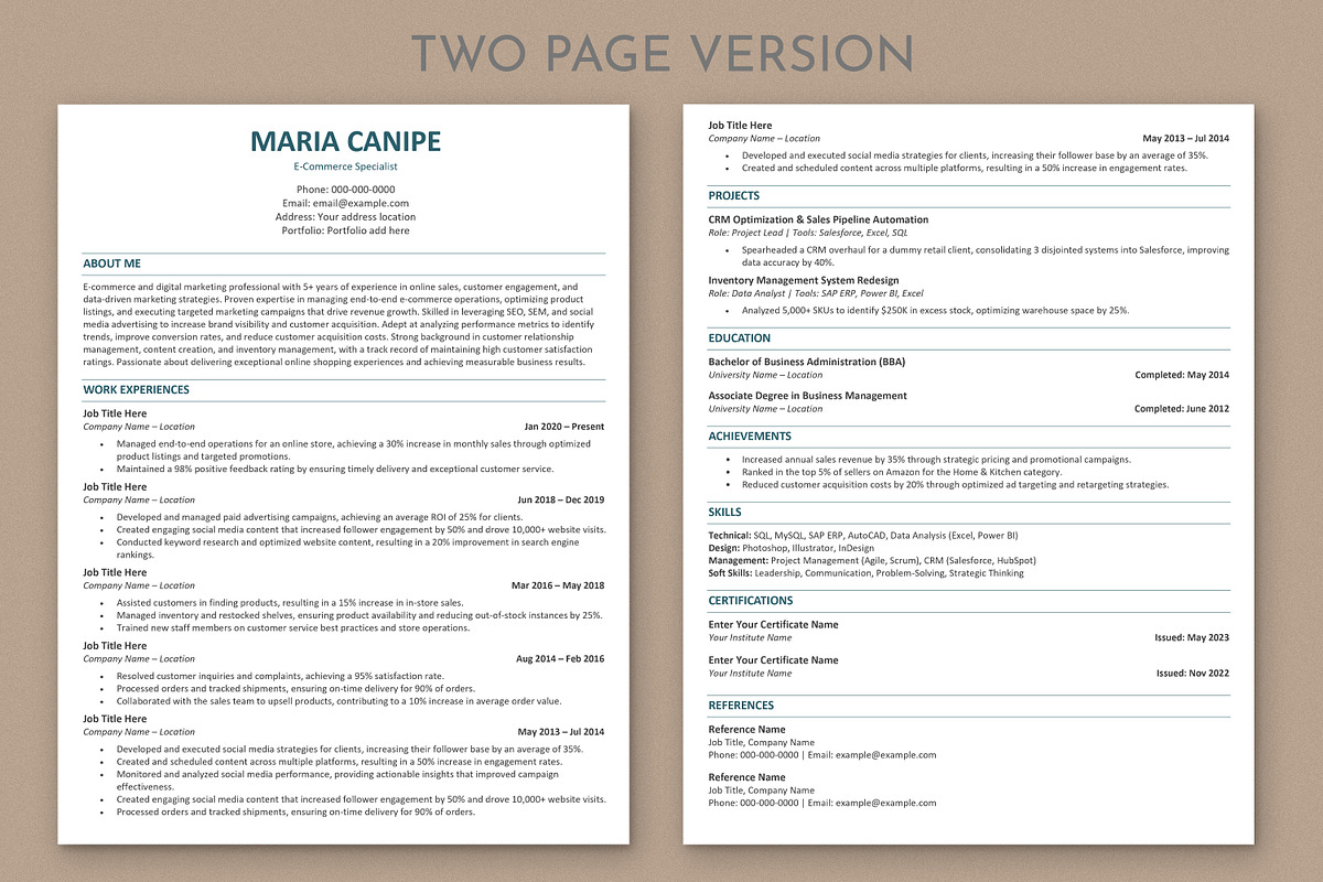 ATS Resume / CV, a Resume Template by Anjum Ilyas (Photo 3 of 8)