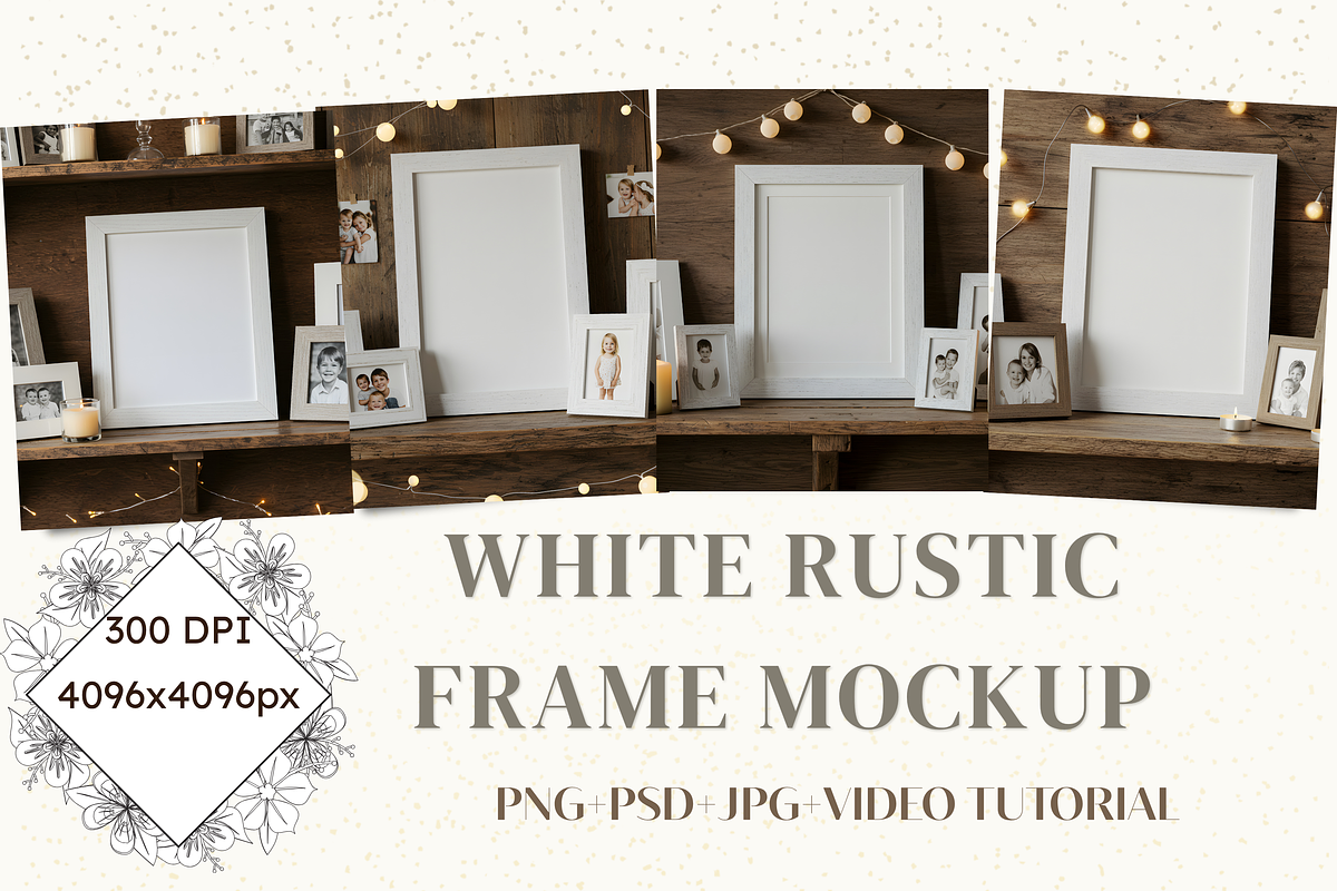 White Rustic Frame Mockup, a Mockup by StormDigitalArt