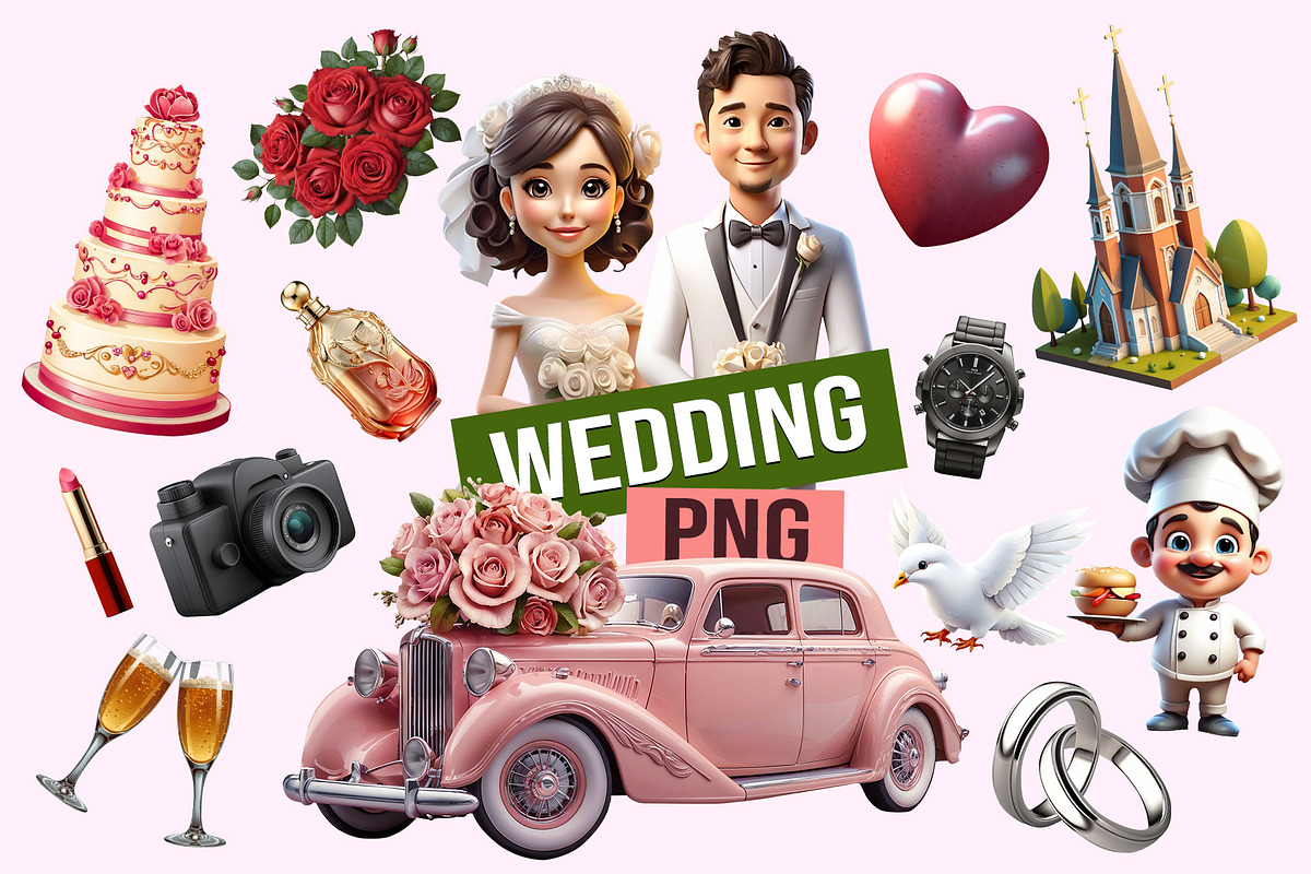 Wedding Png Elements, an Object Graphic by Black Spade Design (Photo 1 of 6)