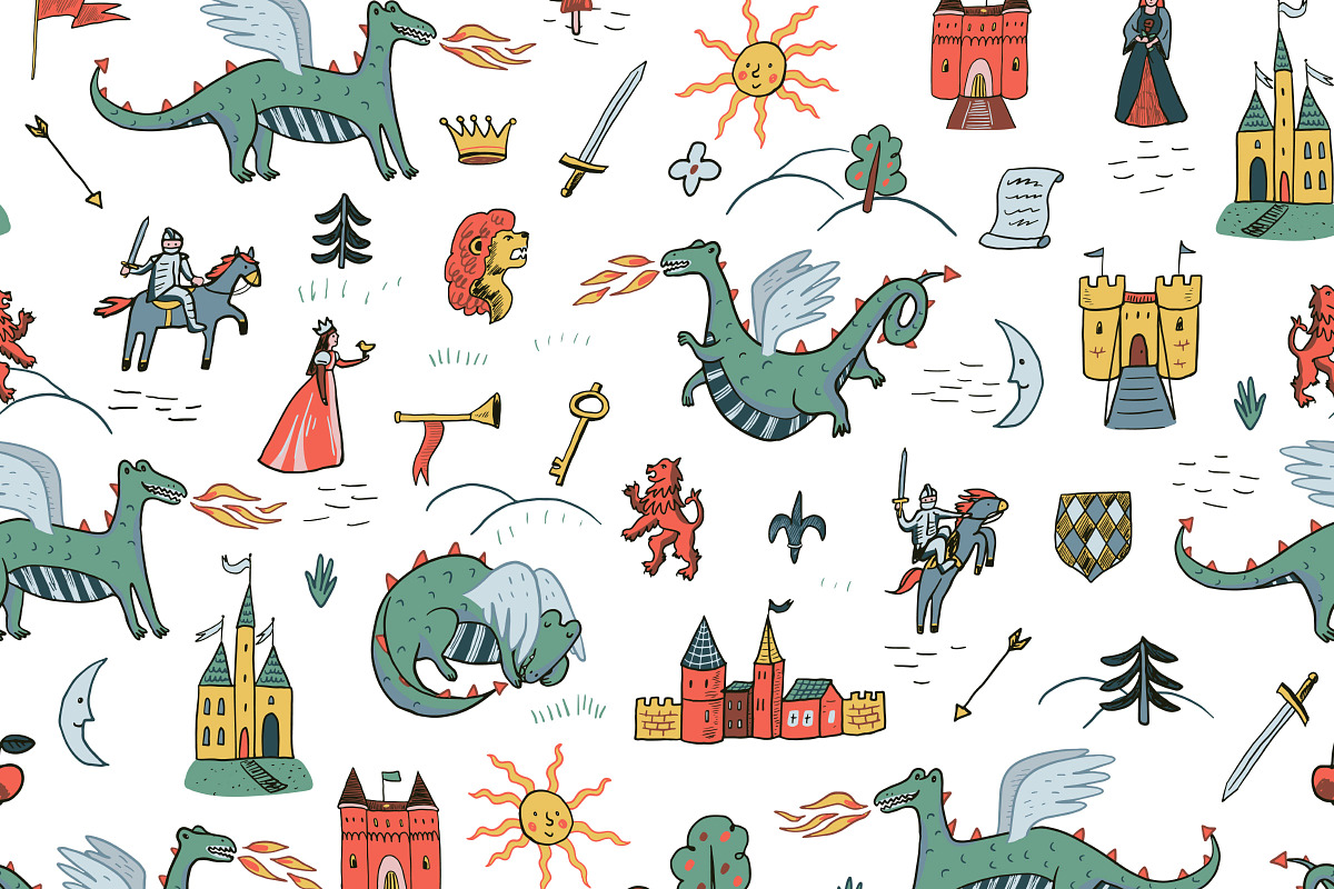 Fantasy Kingdom Dragons Bundle, a Pattern Graphic by GooseFrol (Photo 4 of 22)