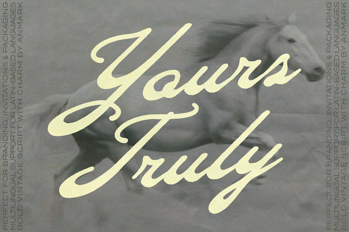 Yours Truly Bold Vintage Script Font, a Script Font by AnMark (Photo 1 of 12)