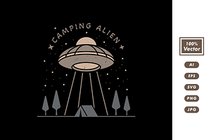 Camping Alien Illustration