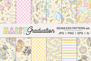 Cute Grad Celebration Pattern Set, a Pattern Graphic by @olga.angelloz