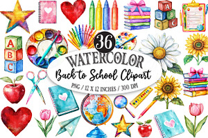Distressed Back to School Clipart, a Seasonal Illustration by Designking