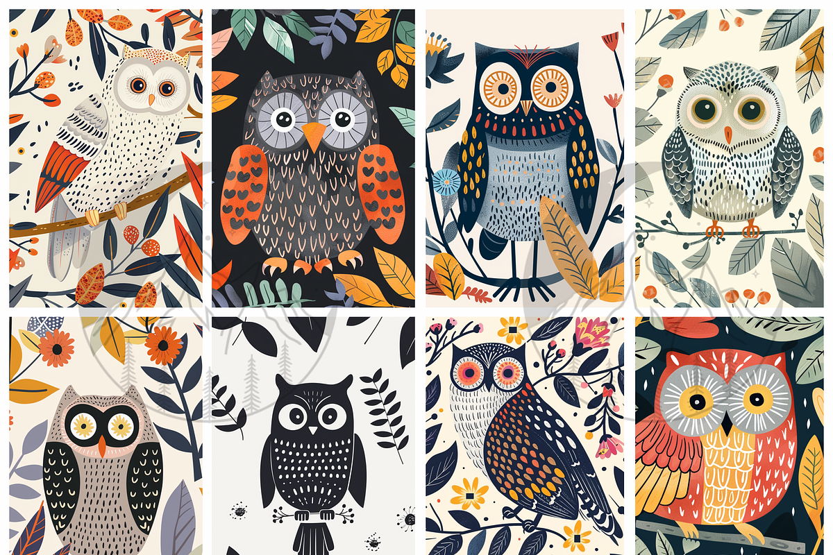 Autumn Owl Digital Paper, an Animal Illustration by Paper & Pattern Studio (Photo 2 of 8)