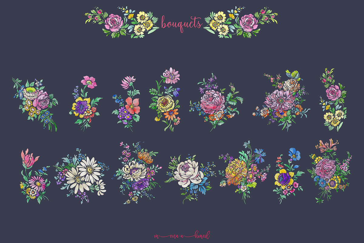Vintage Flowers Collection, a Decorative Illustration by Mona Ahmed (Photo 9 of 12)