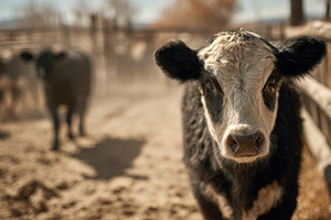 Young Calf in Farm Pasture Curious G, a Photo by Pixeness Studio