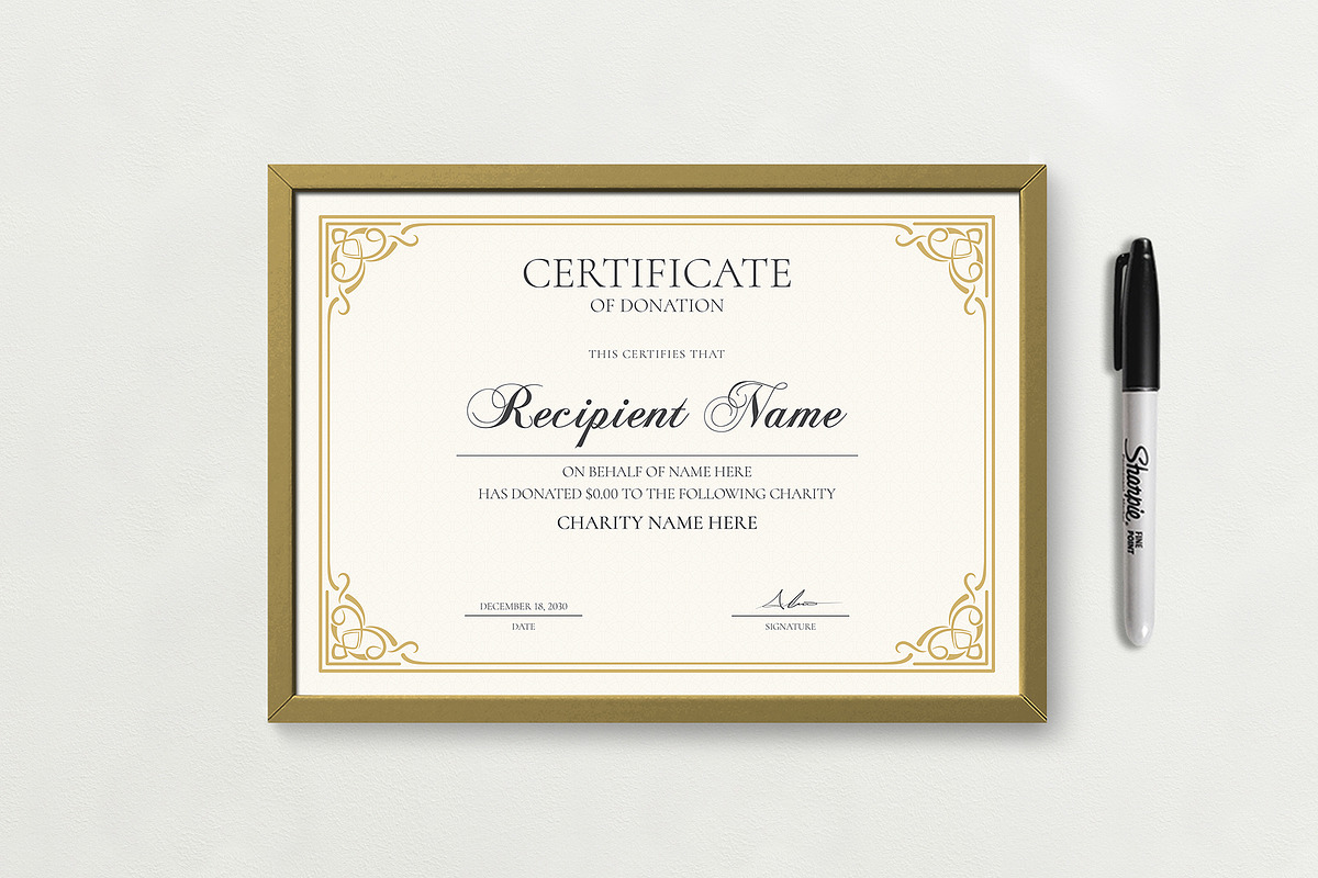 Donation Certificate, a Stationery Template by DesignDevisers (Photo 5 of 10)
