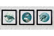 Watercolor Dolphins & Whales poster, an Animal Illustration by Bychovsky design (Thumbnail 2 of 7)