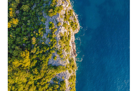Aerial view of sea waves and Rocky, a Nature Photo by Elizaveta Galitskaya
