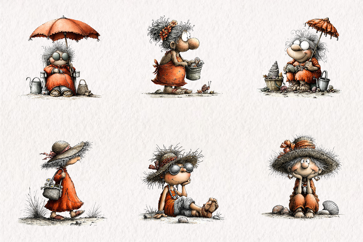 Whimsical Summer Beach Grandma, an Illustration by CreationArt (Photo 4 of 7)