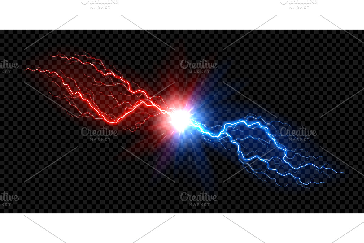 Bright red and blue lightning burst, a Texture Illustration by Andrey Yaroslavtsev