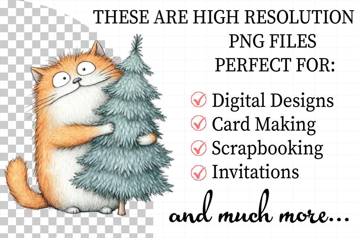 Watercolor Christmas Cat Clipart, an Illustration by Daily.Designs (Photo 2 of 5)