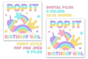 Pop It Sublimation Birthday Girl PNG