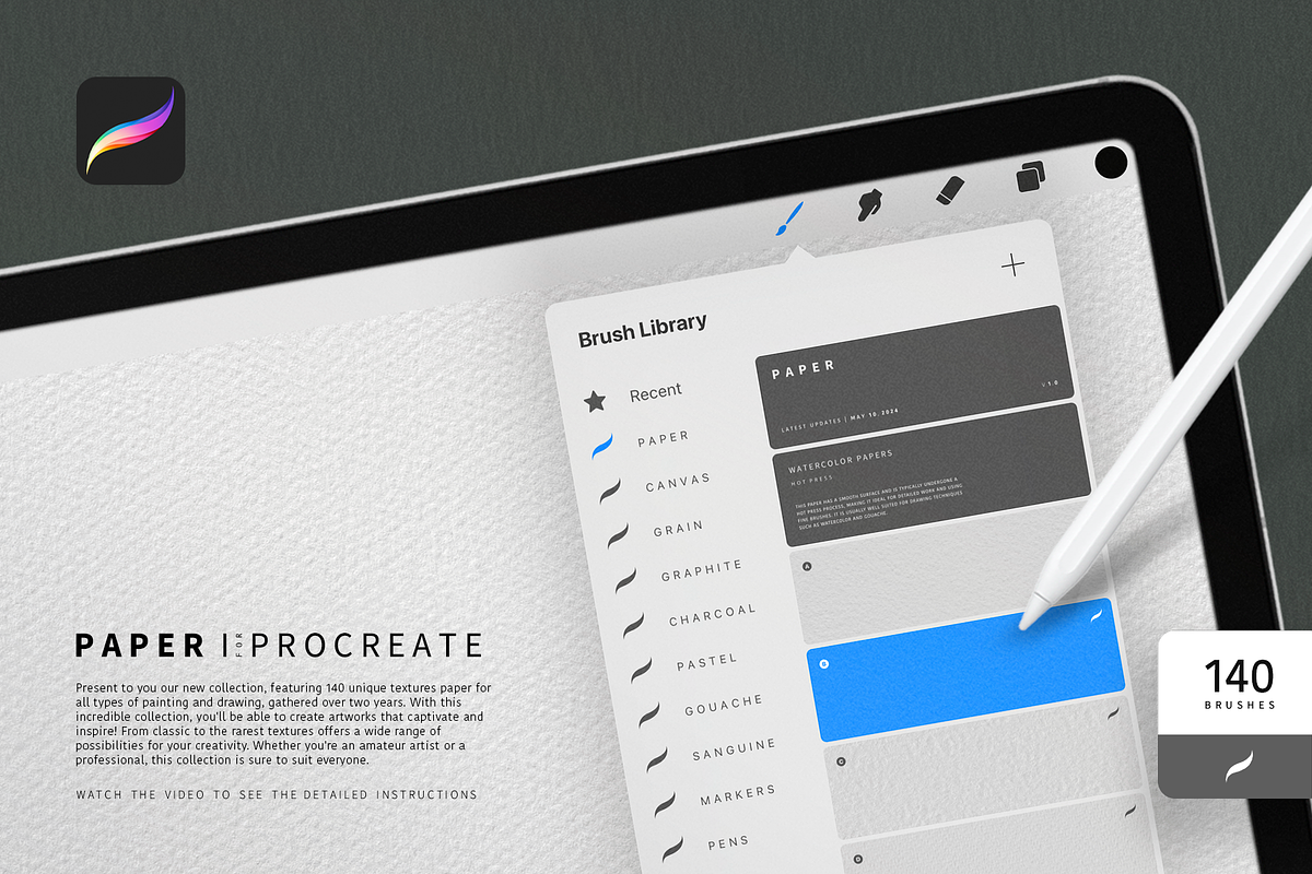 Paper | for Procreate App, a Brush Add-On by Roman Striga (Photo 1 of 13)
