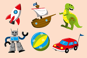 Pink Boys Toys Illustration, an Object Illustration by graphicook