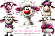 Quirky Sheep Clipart, an Illustration by DreamCafeArt (Thumbnail 1 of 8)
