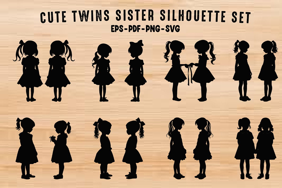 Cute Twins Sister Silhouette SVG Set, a Person Illustration by Gfx Expert Team (Photo 1 of 3)