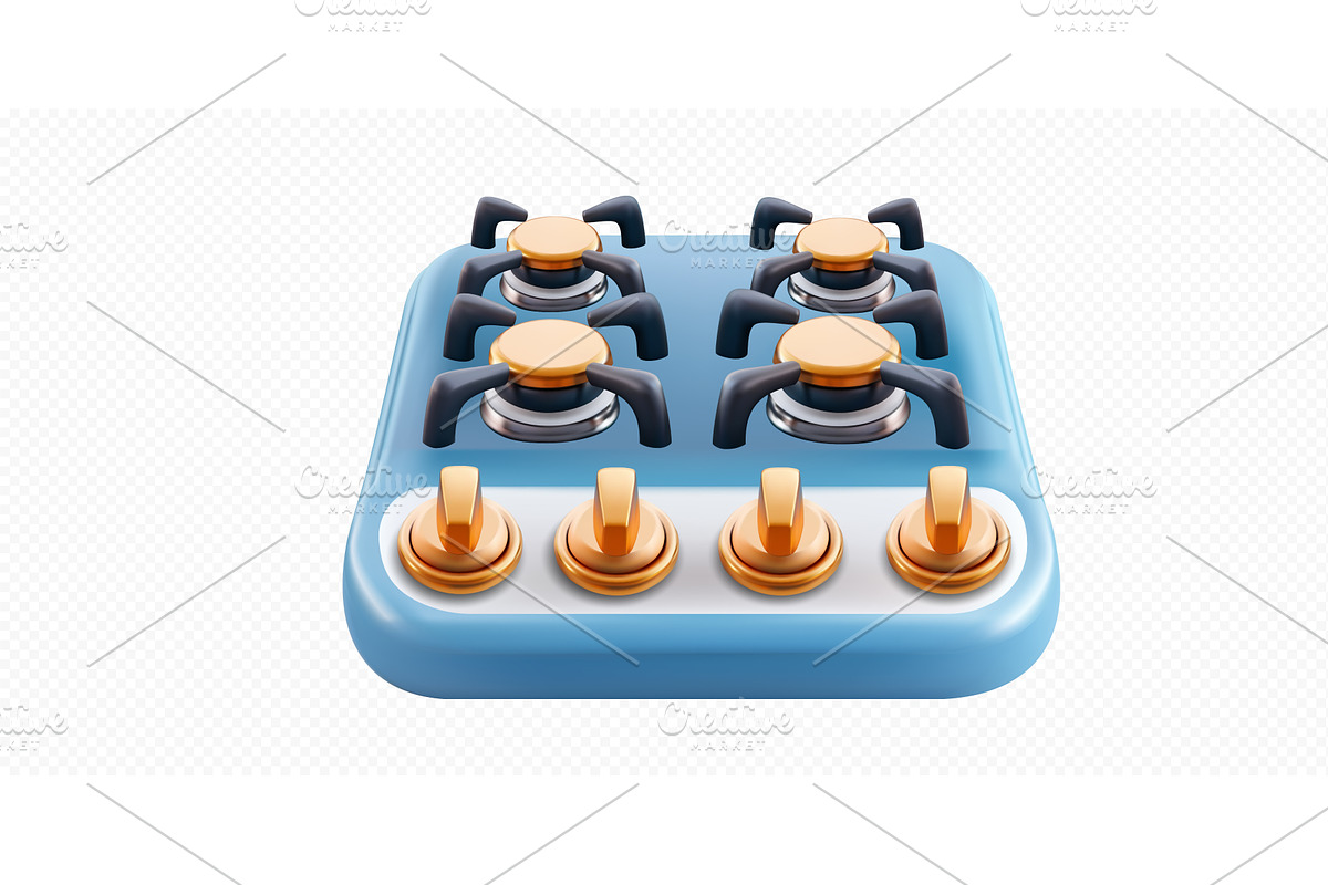 Modern gas stove with six burners, an Object Illustration by ZinetroN