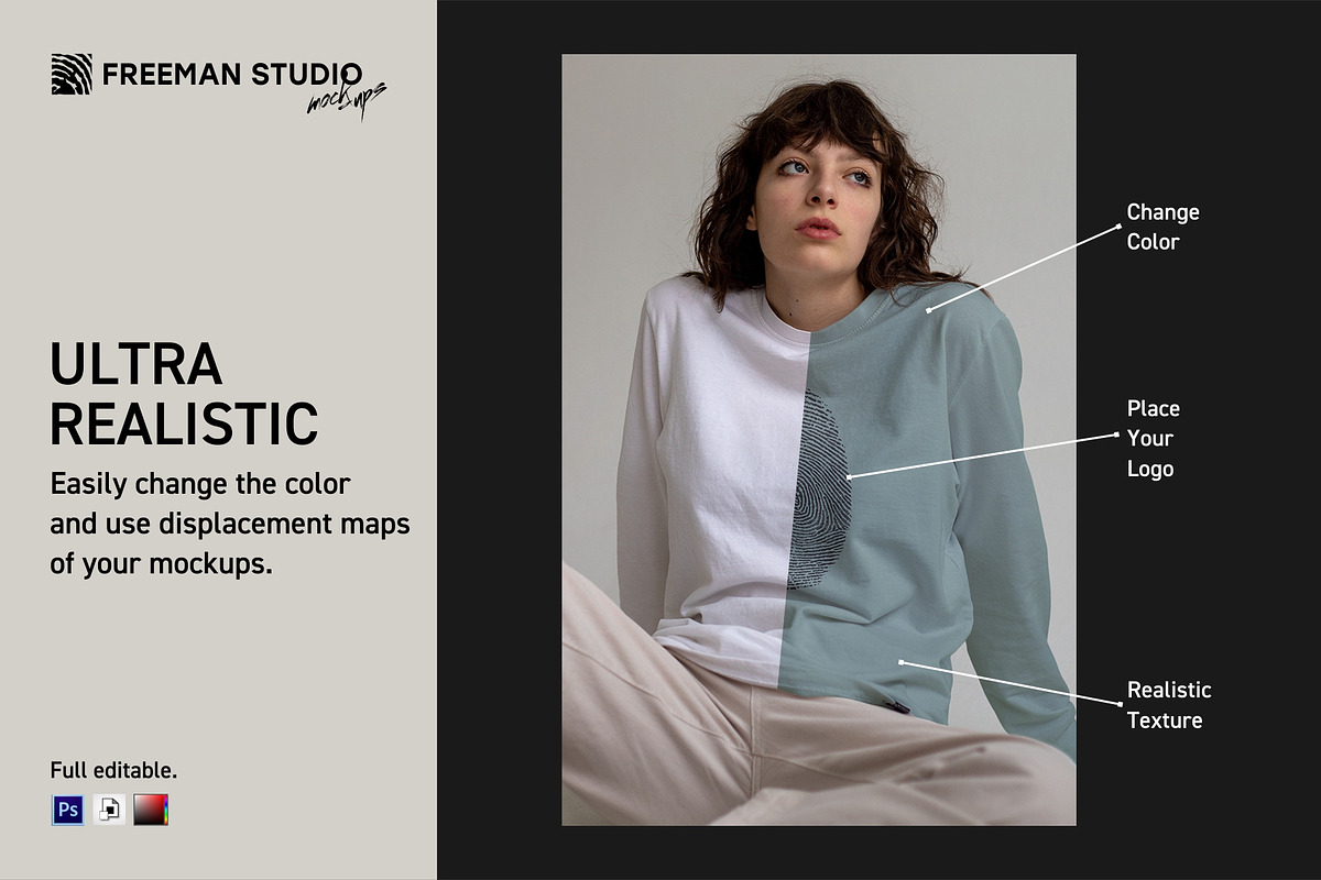 Longsleeve Mock-Up Set, a Shirt Mockup by Freeman Studio (Photo 3 of 14)