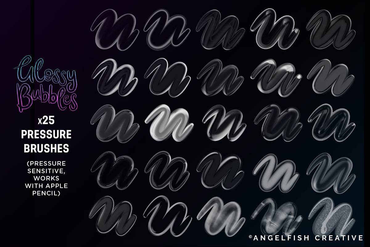 Glossy Bubbles Procreate Brush Set, a Brush Add-On by AngelfishCreative (Photo 2 of 8)