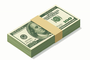 Stack of 100 Dollar Bills vector, a Finance Illustration by AlexArt