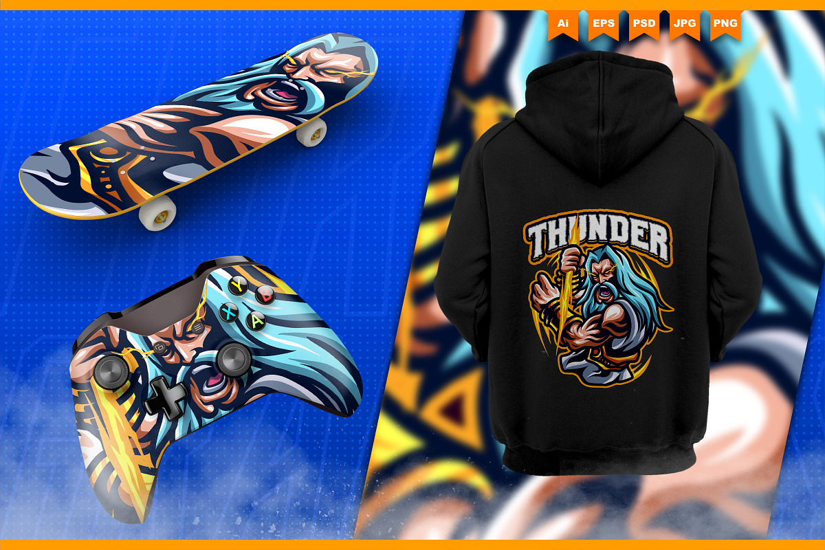 Zeus Thunder God -Mascot Esport Logo, a Branding & Logo Template by FNR Graphics (Photo 4 of 5)